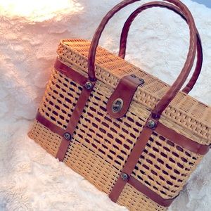 Patricia Nash Woven Wicker Basket Purse- Rare Find
